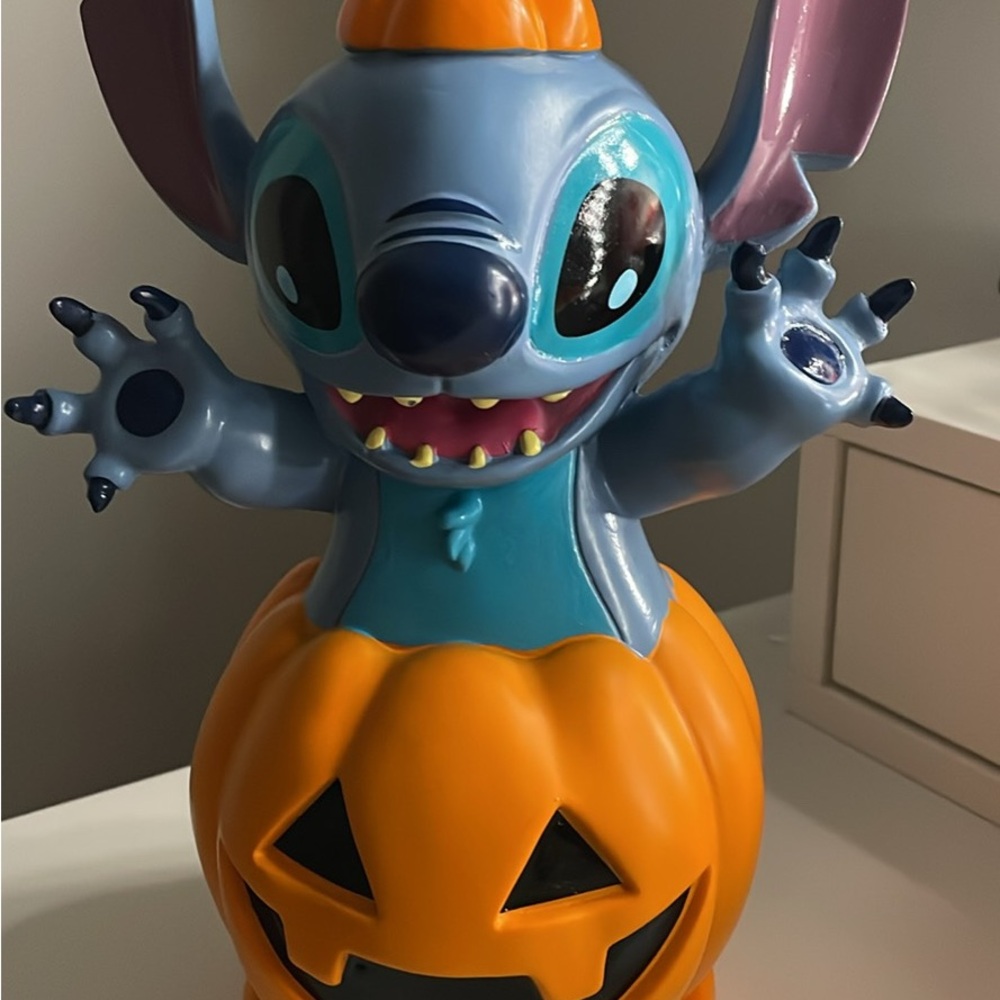 Disney Stitch Halloween Pumpkin Decor - Blue and Orange
